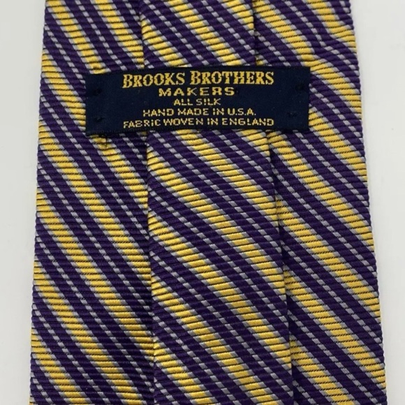 BROOKS BROTHERS Classic Rep Textured Bold Diagonal Striped Vintage Necktie - Picture 5 of 7